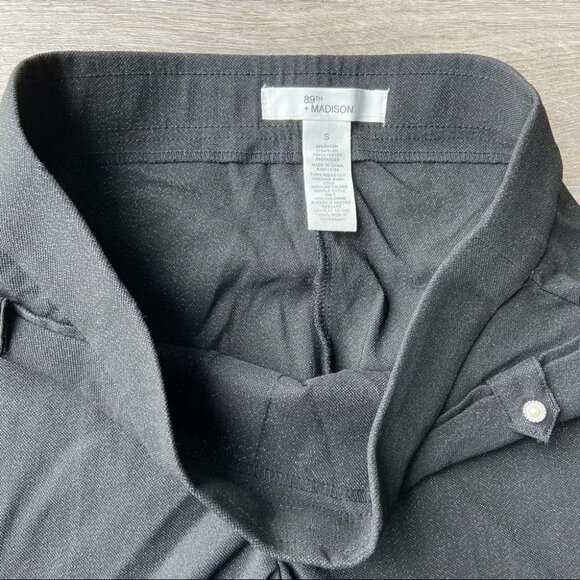 89th Madison Shiny Metallic Pearls Button Accents Pull On Pants - Picture 9 of 12